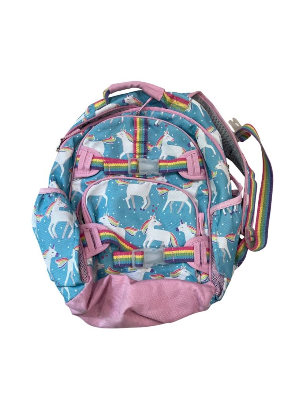 Pottery Barn Kids PBK Mackenzie Aqua Unicorn Parade Backpack Size Small Rainbow